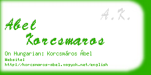 abel korcsmaros business card